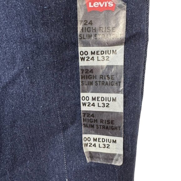 Levi's 724 High Rise Slim Straight Dark Wash Jean READ W24 L32 Casual Stretch - Picture 14 of 15
